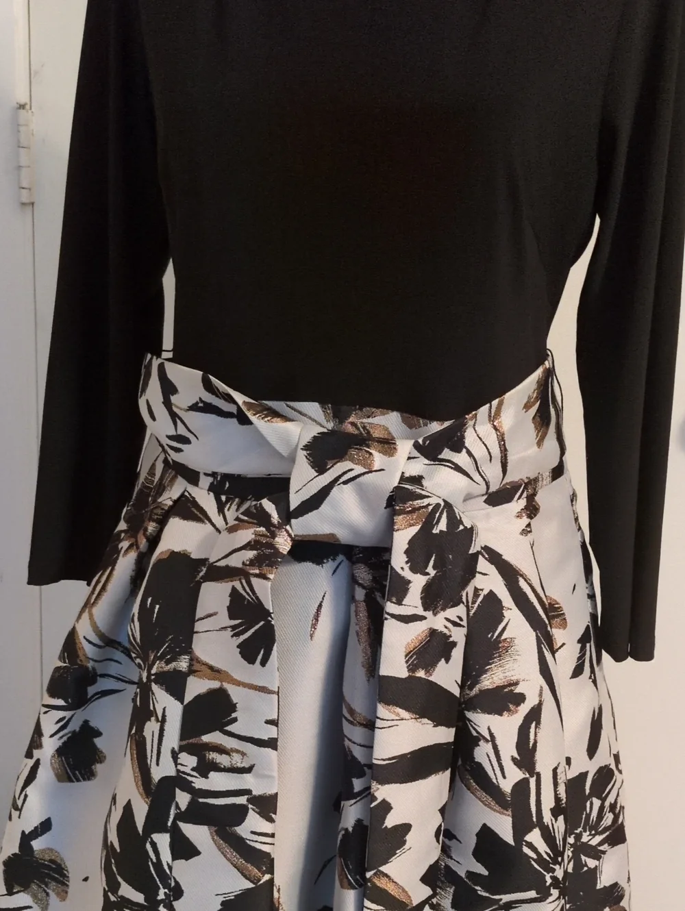 Jessica Howard Black Dress with Subtle Trim 10 3/4 Sleeve